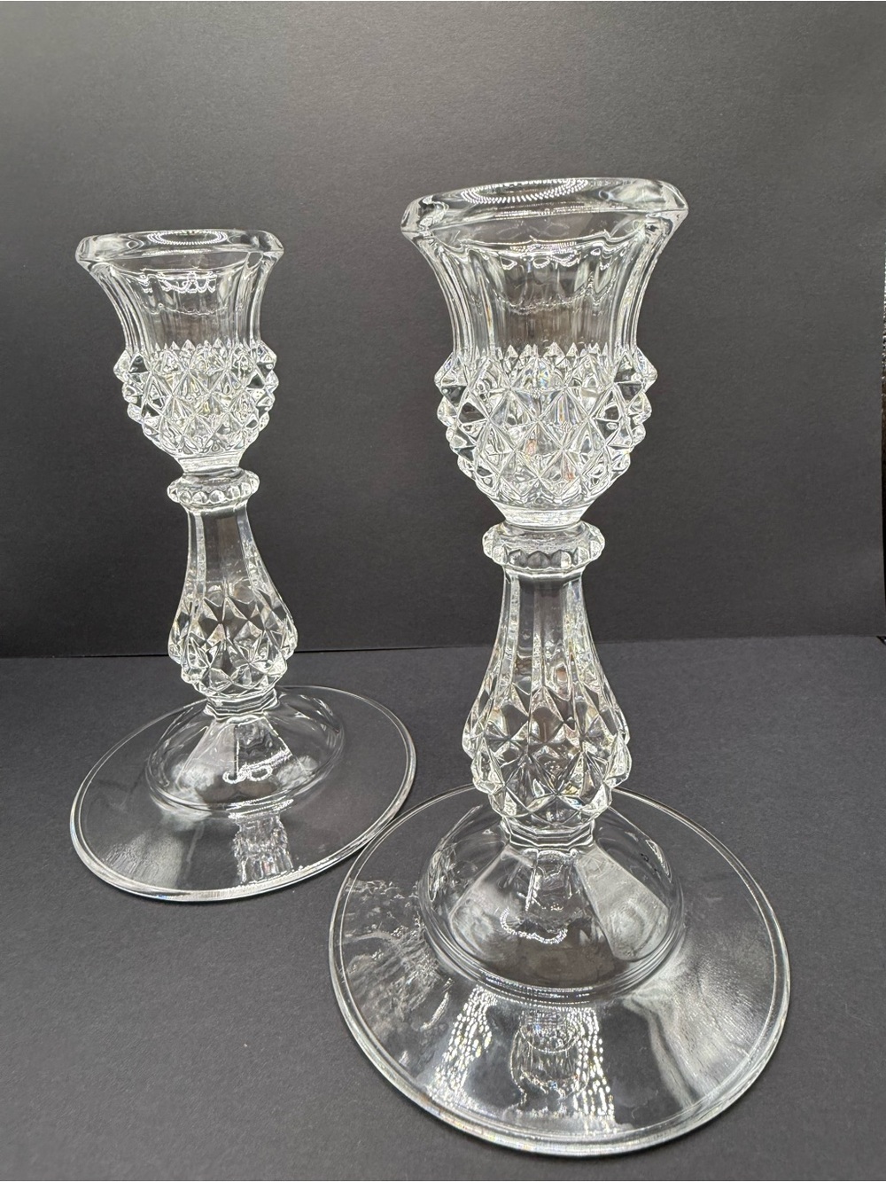 Vintage Cristal D’Arques Durand Longchamp Candlestick Holders - Pair